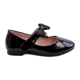 Kinder-Ballerinas aus Lackleder mit Klettverschluss und schwarzem Katzenauge