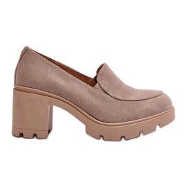 Damenschuhe aus Öko-Wildleder mit hohem Absatz und Plateau, Beige Arablosa