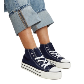 Marineblaue High-Top-Sneaker mit dicker Sohle von Bagy