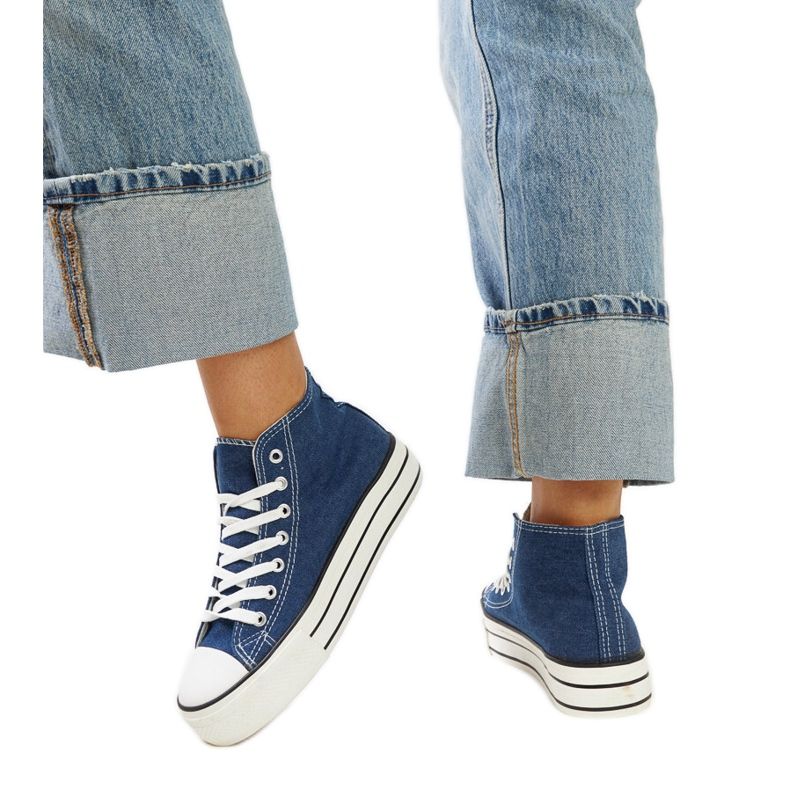 Bagy-High-Top-Jeans-Sneaker mit dicker Sohle blau