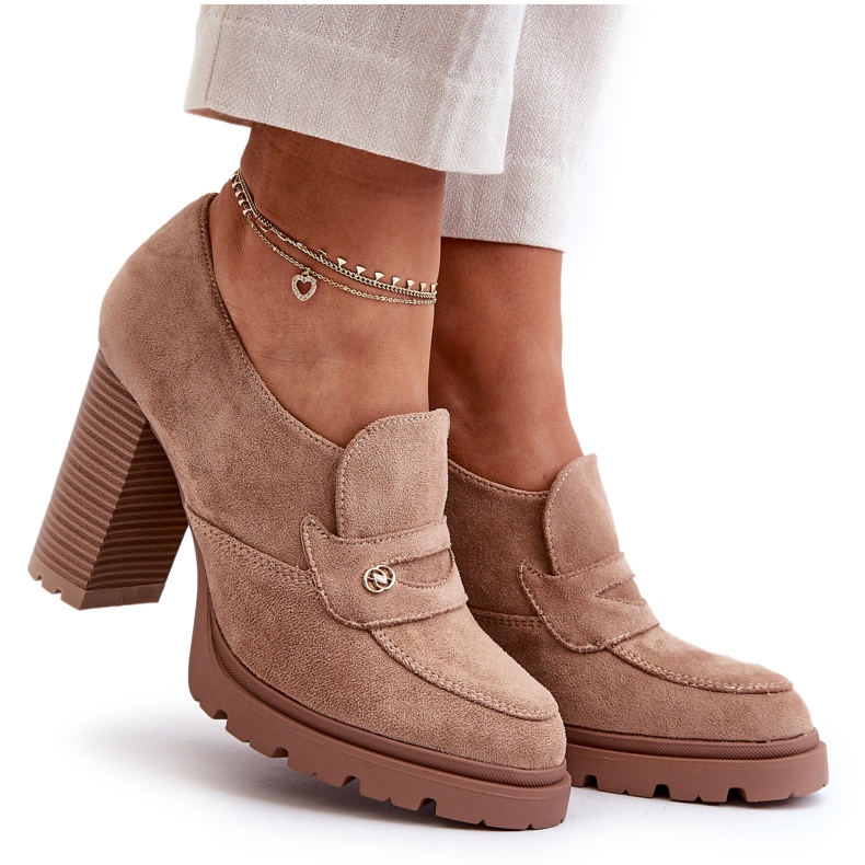 Evento Damen-Schuhe aus Öko-Wildleder mit hohem Absatz in Beige von Larmaves