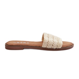 Damen-Flip-Flops mit geflochtenen flachen Absätzen, hellbeige Radians
