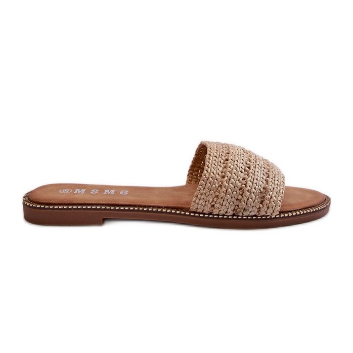 Beige Radians Damen-Flip-Flops mit geflochtenen flachen Absätzen