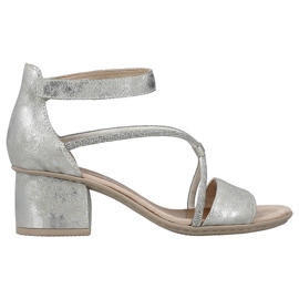 Bequeme Damen-Sandaletten mit Klettverschluss, silber Rieker 64654-40