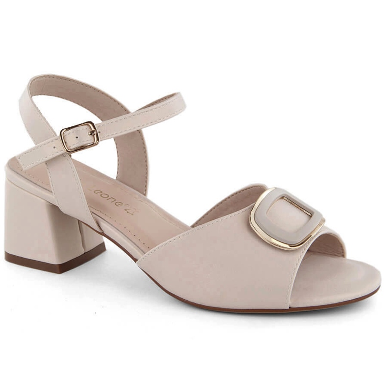 Elegante Damensandalen mit hohen Absätzen, beige Perle, Sergio Leone SK891