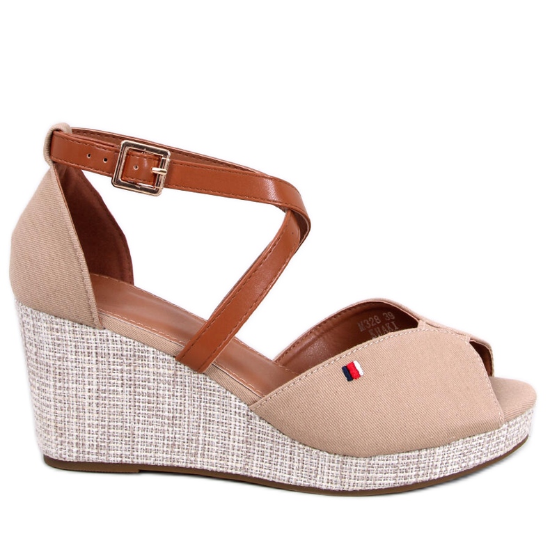 Berna Khaki Keilsandalen mit offener Spitze beige