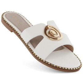 Weiße Damen-Flip-Flops mit niedrigem Absatz Potocki 08302