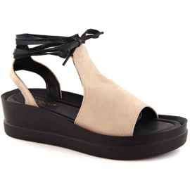 Beige Damen-Schnürsandalen Potocki 21331