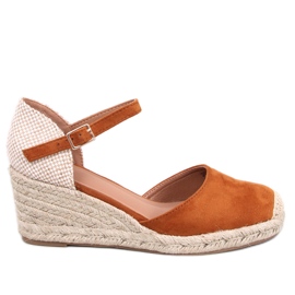 Platten Camel Espadrilles mit Keilabsatz braun