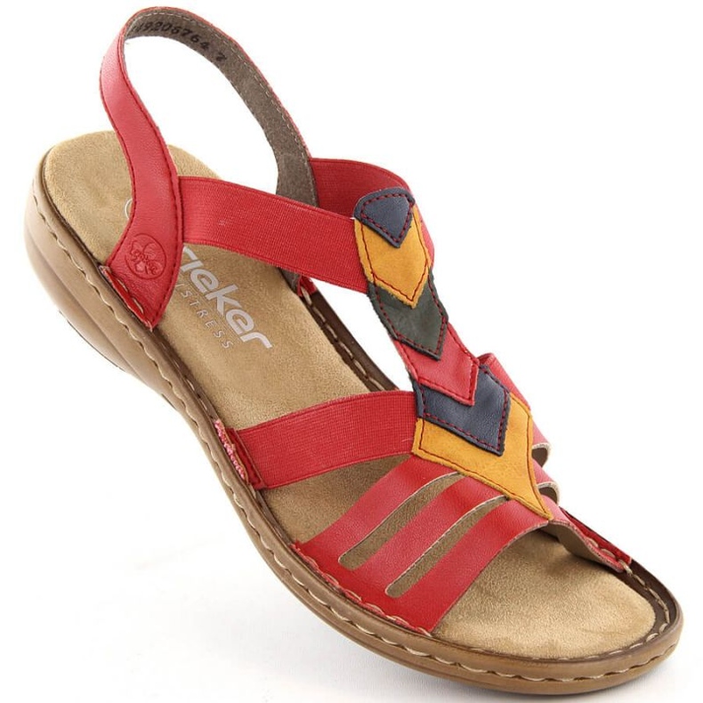 Bequeme Sandalen mit Gummibändern Rieker W RKR690 rot