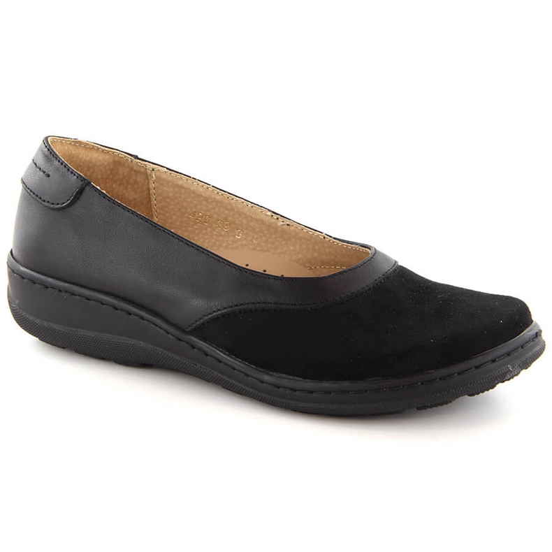 Bequeme Damen-Slipper aus Leder, schwarz Helios 426.0001.011