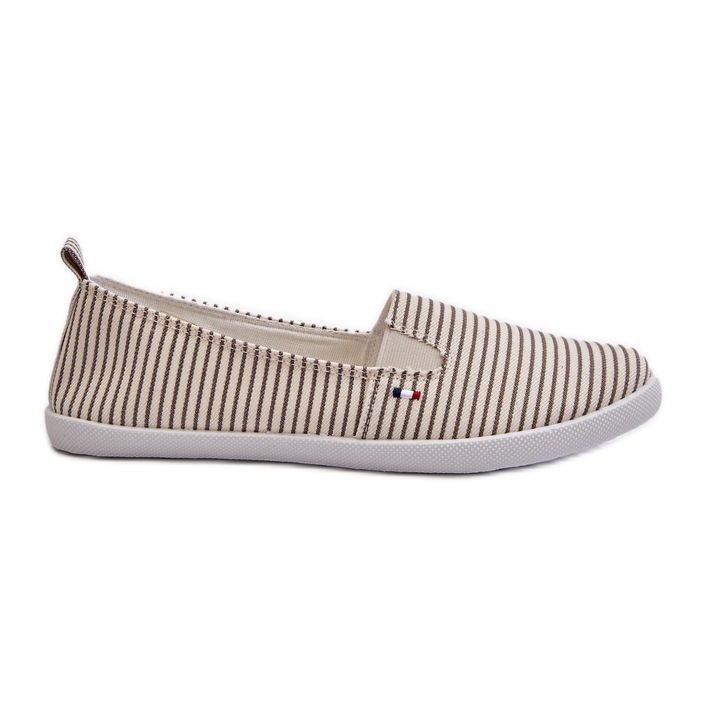 Beige gestreifte Pazaria-Slip-On-Sneaker für Damen