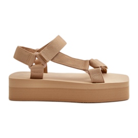 Damen Plateausandalen Beige Edireda
