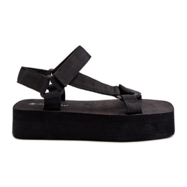 Damen Plateausandalen Schwarz Edireda