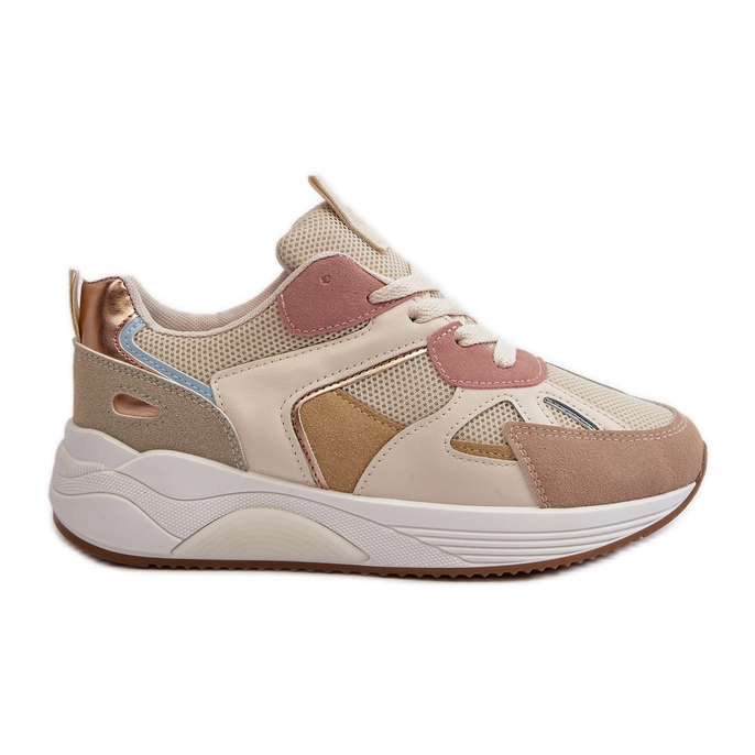 Mehrfarbige Damen-Plateau-Sneakers von Lenivia beige