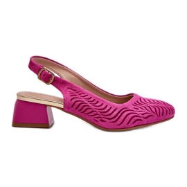 Fuchsiafarbene Pumps mit Blockabsatz von Gemifa rosa
