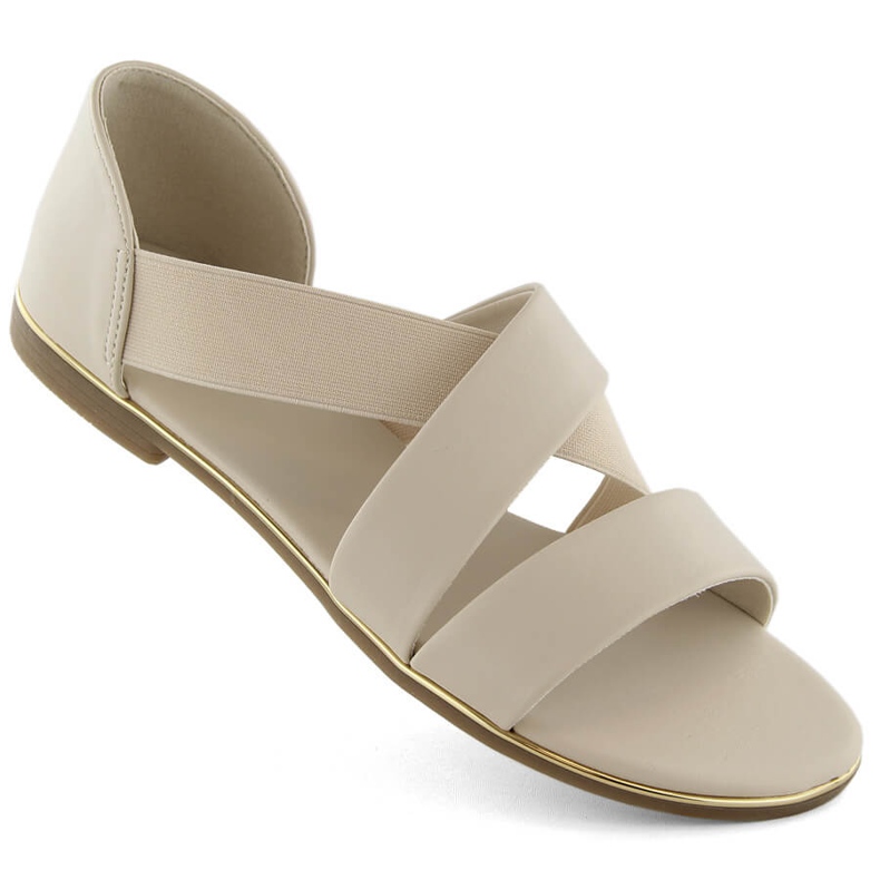 Damen-Slipper-Sandalen mit Gummiband, beige Jezzi 3882