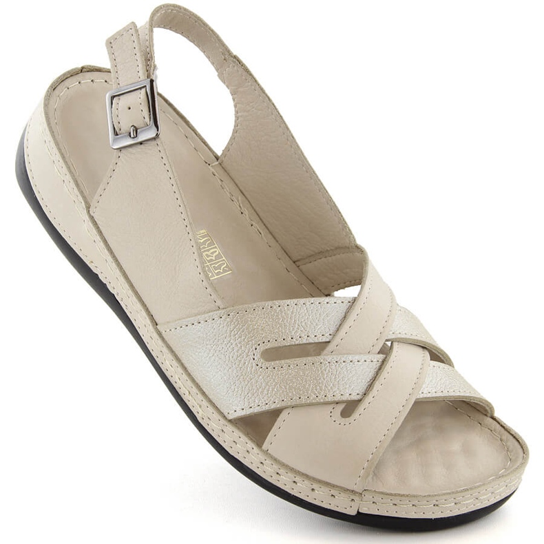 Beige Damen-Ledersandalen T.Sokolski L24-159