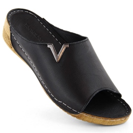 Damen-Flip-Flops aus schwarzem Leder T.Sokolski L211