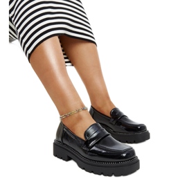 Schwarze Leder-Slipper