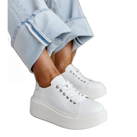 Blaue Lederschuhe mit dekorativer Schnalle weiß