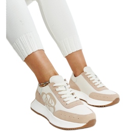 Damen-Sportschuhe aus beigem Leder