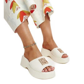 Beige Leder-Flip-Flops mit Halabi-Schnalle