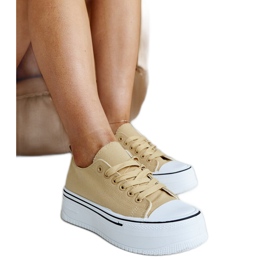 Dunkelbeige Sneaker mit dicker Bahira-Sohle