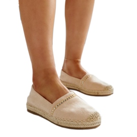 Hellbeige Espadrilles mit Abia-Strasssteinen