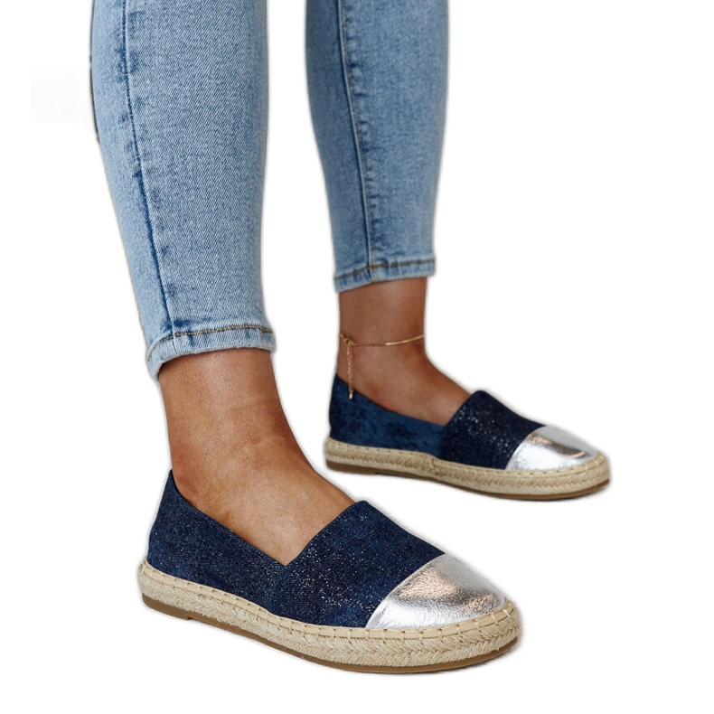 Marineblaue und silberglänzende Surana-Espadrilles