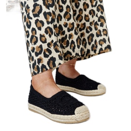 Schwarze, bestickte Seila-Espadrilles