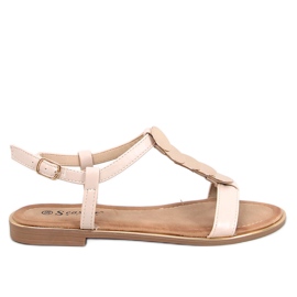 Ennes Beige Sandalen mit Goldverzierung