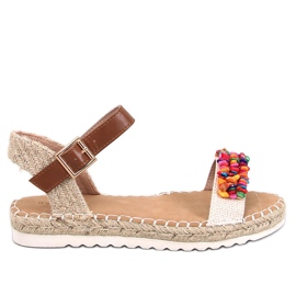 Espadrille-Sandalen mit Cottaz Apricot-Steinen beige