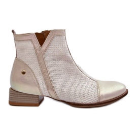 Leder-Damenstiefel mit niedrigem Absatz Maciejka 06397-22 Hellbeige