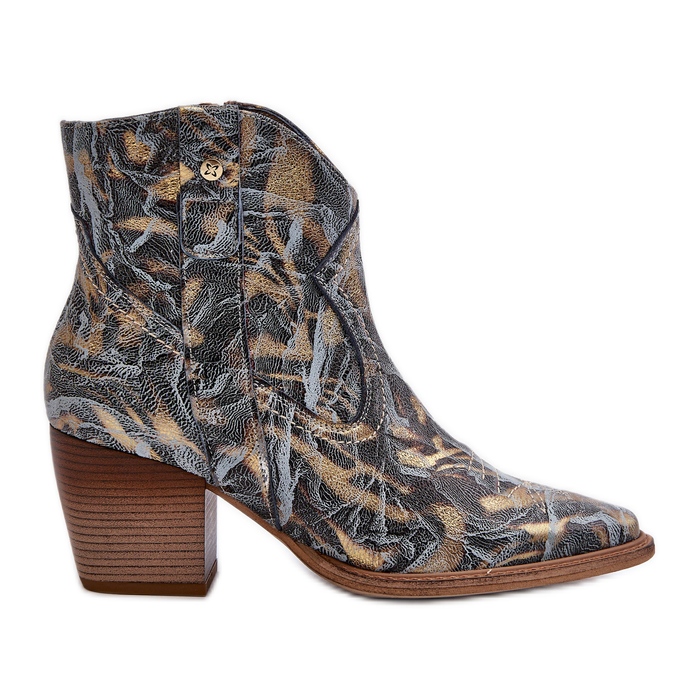 Damen-Cowboystiefel aus Leder mit hohem Absatz Maciejka 05776-13 Blau