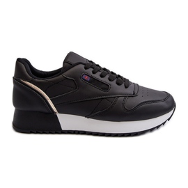 Schwarze Schnür-Sportschuhe „Merida“ aus Leder mit Plateausohle