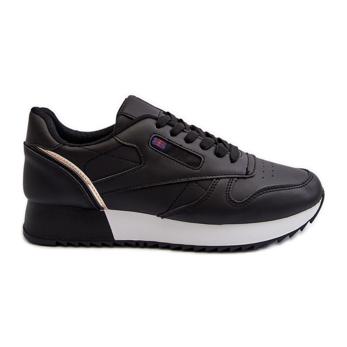 Schwarze Schnür-Sportschuhe „Merida“ aus Leder mit Plateausohle