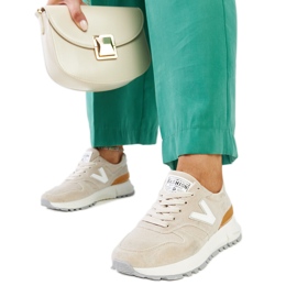 Beigefarbene Sneaker mit dickerer Olonio-Sohle