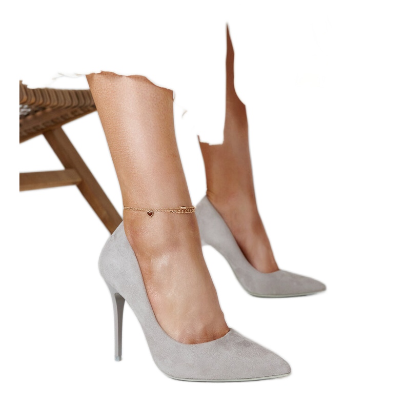 Graue High Heels mit Ledereinsatz Amedie