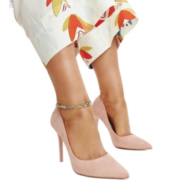 Rosa High Heels mit Ledereinsatz Amedie