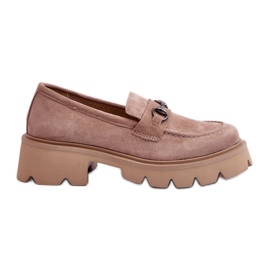 Vinceza Klobige Damen-Loafer aus beigem Wildleder Neloria