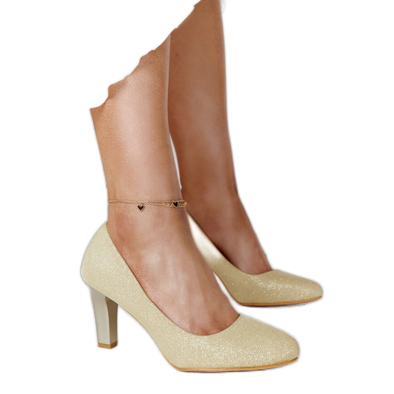 Goldglänzende Pumps mit Antibies-Lederinnensohle golden