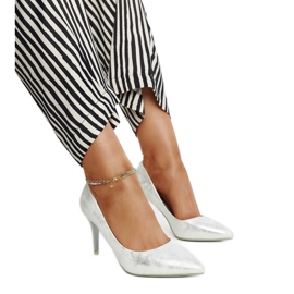 Silbermetallic-High-Heels mit Paume-Ledereinsatz silber-