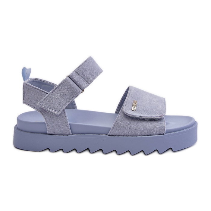 Damen-Sandalen aus Wildleder auf der Big Star-Plattform NN274706 Blau