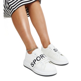 Blaue Lederschuhe mit dekorativer Schnalle weiß