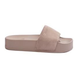 Damen-Slides aus Wildleder auf der Plattform Big Star NN274A671 Beige