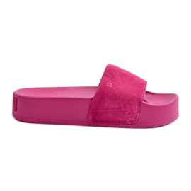 Damen-Slides aus Wildleder auf der Plattform Big Star NN274A672 Fuchsia rosa