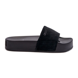 Damen Wildleder-Plateau-Flip-Flops Big Star NN274A670 Schwarz