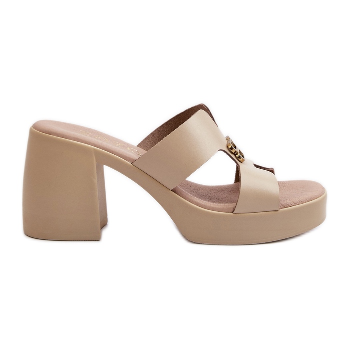 Zazoo 40419 Damen-Flip-Flops aus Leder mit Ausschnitten und Verzierung, Beige