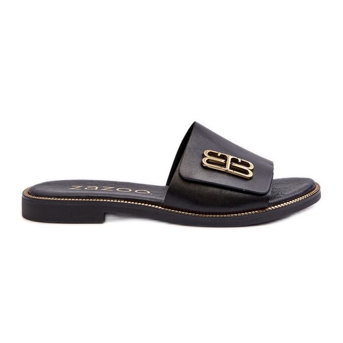 Zazoo 40384 Elegante Damen-Flip-Flops aus Leder, Schwarz